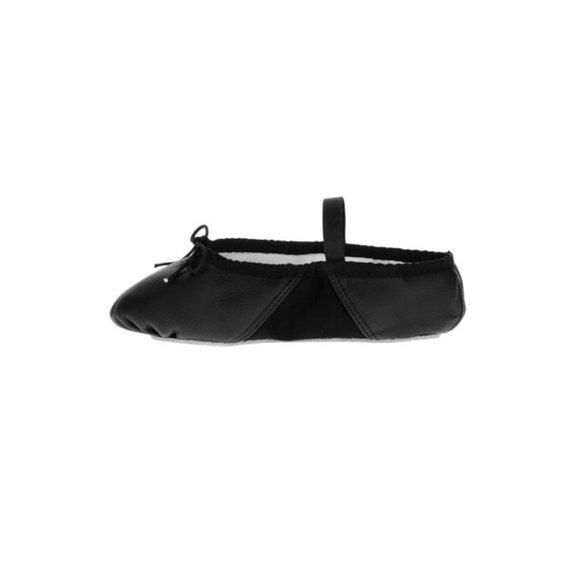 New Danskin Now Girls Faux Black Leather Dance Shoe Full Sole - Picture 3 of 4